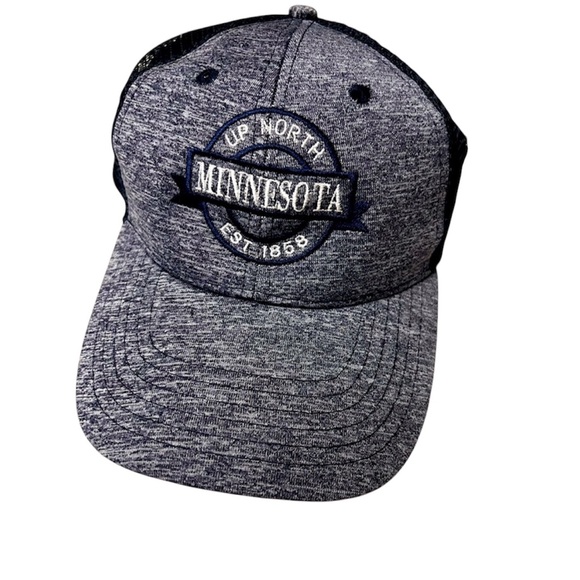 Up North Minnesota Est 1858 Baseball Cap Adjustable Hat Heathered Navy/Gray DMR - Picture 1 of 4